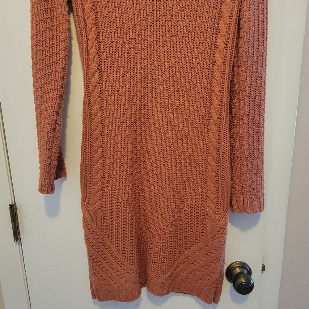 Burnt Orange Mini Sweater Dress